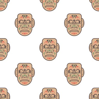 Mayısın kabilelerinin eski maskesiyle kusursuz desen. Kartpostallar, özgeçmişler, kitaplar ve posterler için uygun. Vektör illüstrasyonu.