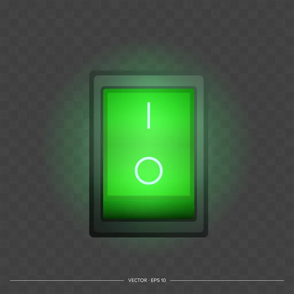 Großer Grüner Ein Und Ausschalter Leuchtend Grüner Knopf Isoliert — Stockvektor