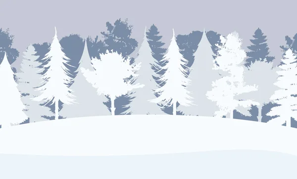 Verschneiter Wald Flachen Stil Winter Hintergrund Des Waldes Vektorillustration — Stockvektor