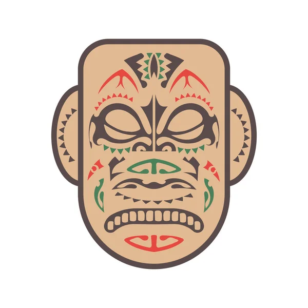 Antica Maschera Delle Tribù Maggio Stile Piatto Vettore — Vettoriale Stock