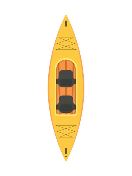 Kayak Biplace Jaune Style Plat Isolé Vecteur — Image vectorielle