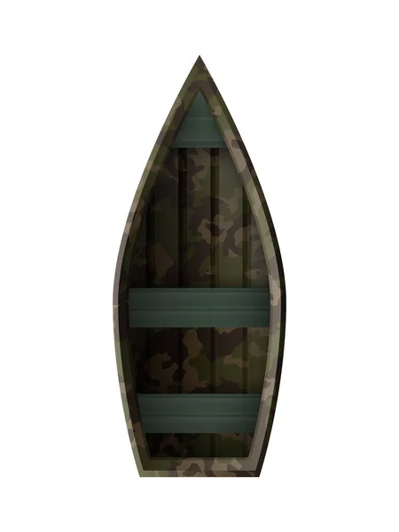 Boat Fishing Tourism Khakki Color Kayaking Rowing Vector Illustration Isolated — Stock Vector