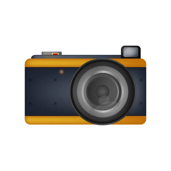 Volumetrische Vectorcamera Camera Icoon Met Oranje Blauwe Kleur Geïsoleerd — Stockvector