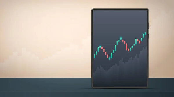 Tablette Affichant Les Cotes Boursières Trading Investissement Bourse Bannière Avec — Image vectorielle