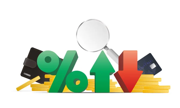Banner Negociação Financeira Percentagem Com Setas Para Cima Para Baixo —  Vetores de Stock