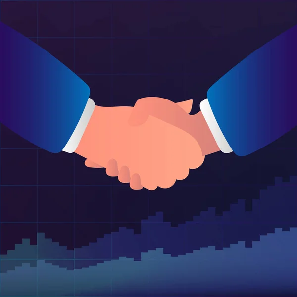 商业伙伴之间的握手背景与财务图表 成功谈判和交易的概念 矢量说明 — 图库矢量图片