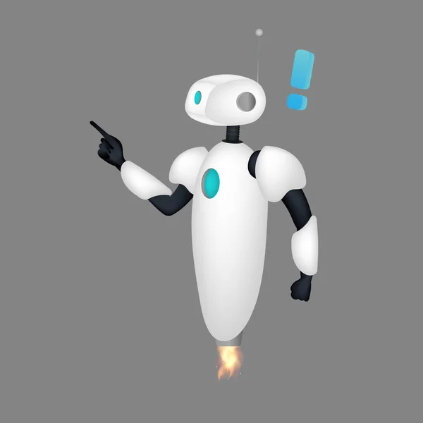Λευκό Ιπτάμενο Ρομπότ Δείχνει Ρομπότ Σήκωσε Τον Δείκτη Του Διάνυσμα — Διανυσματικό Αρχείο