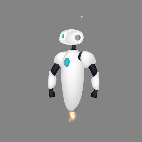 Robot Volador Blanco Gran Bot Chat Bueno Para Diseño Aplicaciones — Archivo Imágenes Vectoriales