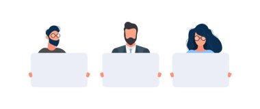 Sancak taşıyıcı illüstrasyonlu iş adamları