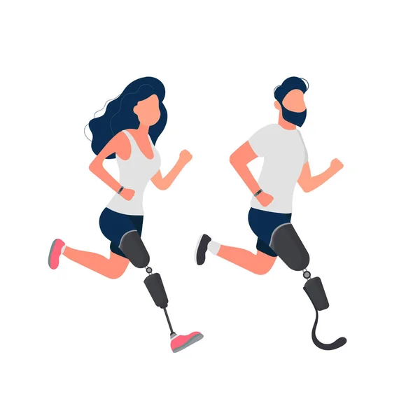 Τρέξιμο Άνδρας Και Γυναίκα Στον Αθλητισμό Φορούν Διανυσματική Απεικόνιση — Διανυσματικό Αρχείο