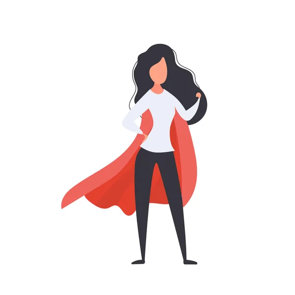 Superheldenmädchen Mit Rotem Mantel — Stockvektor