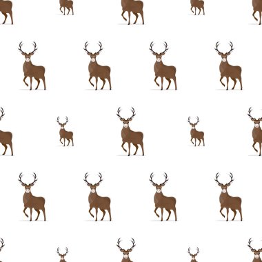 Elle çizilmiş geyik desenli kusursuz. vektör illüstrasyonu