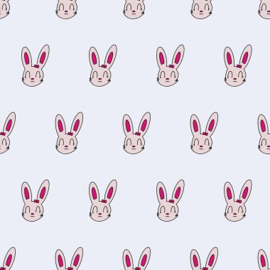 sevimli pembe tavşan desenli kusursuz vektör arkaplanı