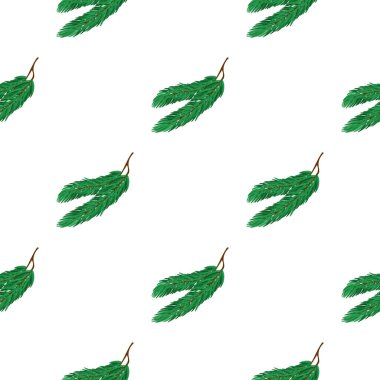 Ladin dallı kusursuz bir desen. İğne dalı. Özgeçmiş, kartpostallar ve ambalaj kağıtları için uygun. Vektör.