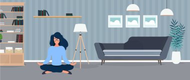 Yoga yapan genç kadın. 