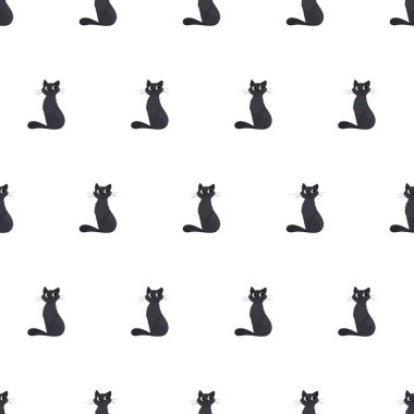 Şirin kedilerle kusursuz bir desen. Vektör illüstrasyonu