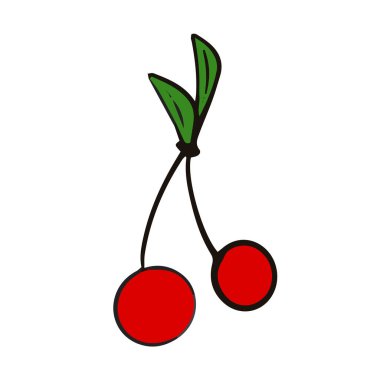Beyaz arkaplanda kiraz ikonu izole edildi. Vektör.