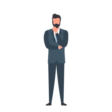 Sakallı ve kravatlı iş adamı vektör çizimi