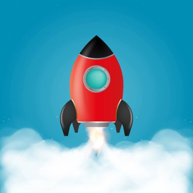 Uzay mekiği. Dövüşçü. Roket Taşıyıcı kalkıyor. Vektör.