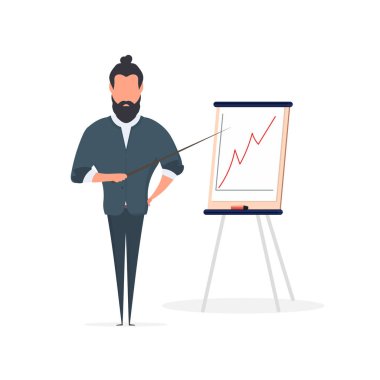 Pozitif dinamiklerle sunum. Kağıt için tahta. Bilgi grafikleri. İş büyümesi. Vektör.