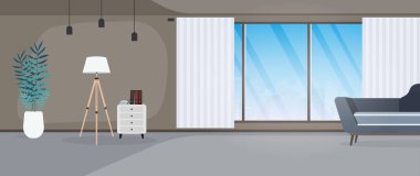 Modern oda. Mobilyalı oturma odası. İç mekan. Vektör.