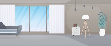 Modern oda. Mobilyalı oturma odası. İç mekan. Vektör.