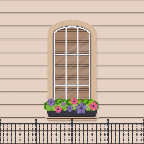 Ventana Con Persianas Madera — Vector de stock