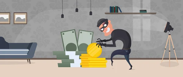 Thief Stealing Money Illustration — Stock Vector