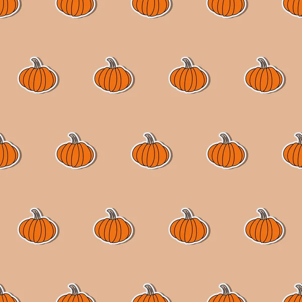 Seamless Pattern Hand Drawn Pumpkins Vector Illustration — Stock Vector