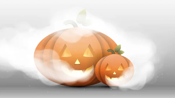 Calabaza Halloween Con Cara Miedo Ilustración Vectorial — Vector de stock