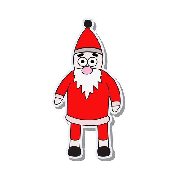 Sticker Drôle Avec Père Noël Bon Pour Les Cartes Postales — Image vectorielle
