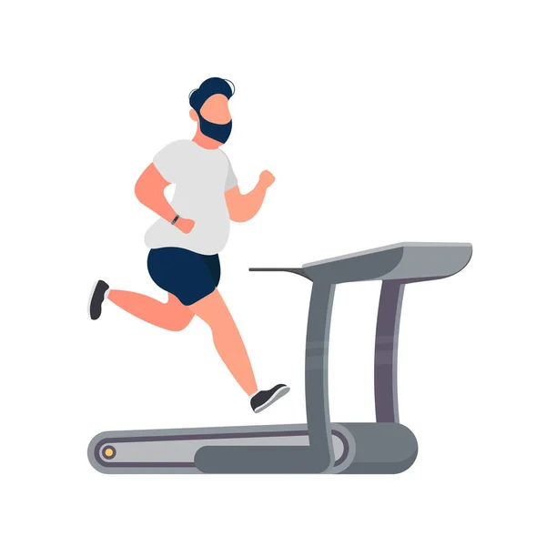 Man Running Treadmill Vector Illustration — Stock Vector