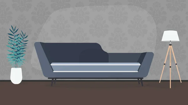 Ruangan Dengan Sofa Dengan Gaya Kartun - Stok Vektor