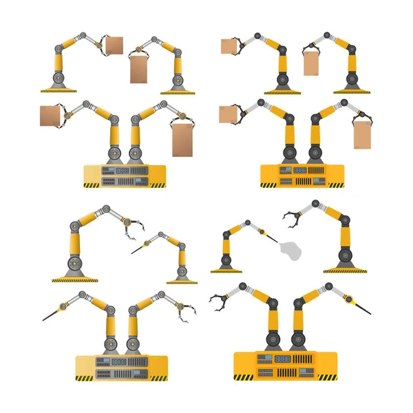 Uppsättning Olika Industriella Maskiner Och Utrustning Vektor Illustration — Stock vektor