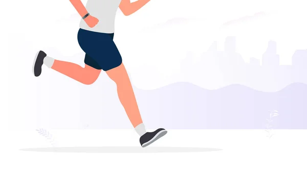 Τρέχει Άνθρωπος Ένα Τρέξιμο Στο Δρόμο Εικονογράφηση Διανύσματος — Διανυσματικό Αρχείο