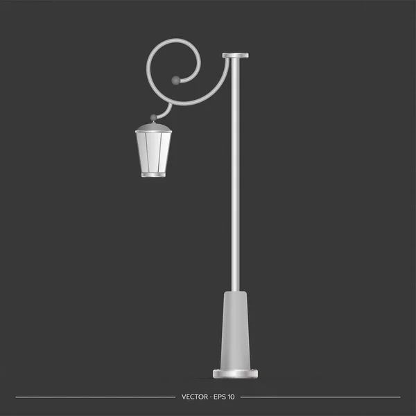 Une Lanterne Métal Brillant Poteau Lampe Avec Lumière Réaliste Vecteur — Image vectorielle