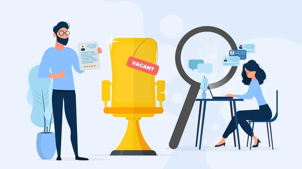 Concepto Plano Ilustración Búsqueda Trabajo Lugar Vacante — Vector de stock