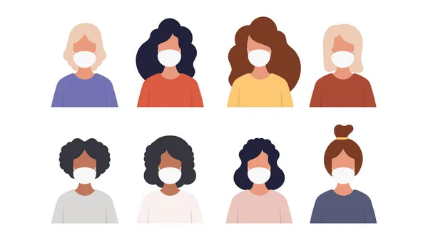 Avatar Grupo Personas Con Máscaras Ilustración Vectorial — Archivo Imágenes Vectoriales