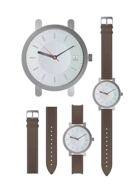 Vektor Illustration Einer Reihe Von Uhren — Stockvektor