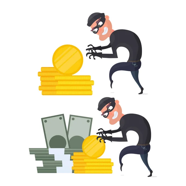 Κλέφτης Κλέβει Χρήματα Εικονογράφηση — Διανυσματικό Αρχείο