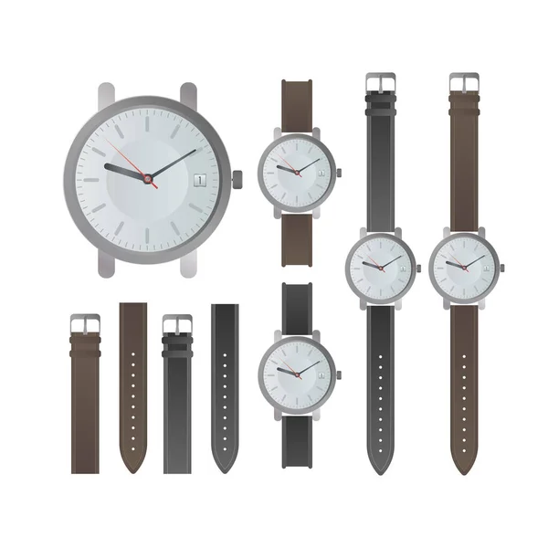 Ilustración Vectorial Conjunto Relojes — Vector de stock