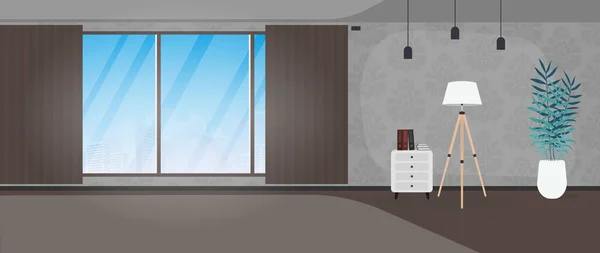 窓のある部屋のモダンなインテリアデザイン — ストックベクタ