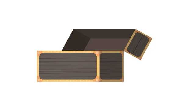 Holzkiste Mit Braunem Deckel Vektorillustration — Stockvektor