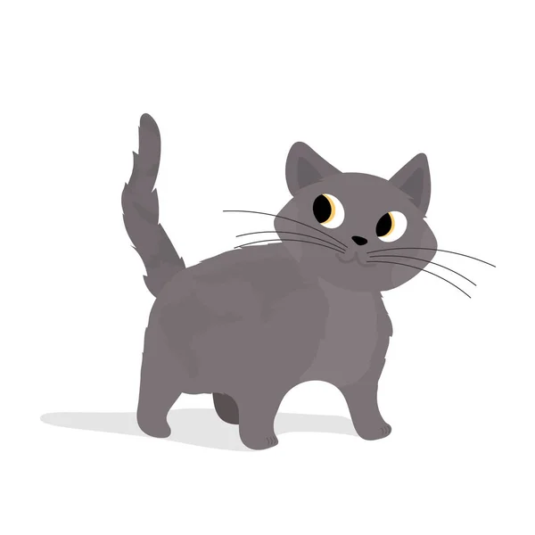 Gato Negro Sobre Fondo Blanco — Vector de stock