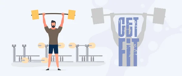 Man Barbell Gym Vector Illustration — Stock Vector