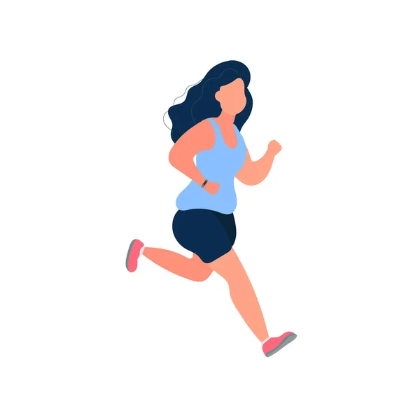 Γυναίκα Τρέχει Αθλητισμός Και Φυσική Κατάσταση Εικονογράφηση Διανύσματος — Διανυσματικό Αρχείο