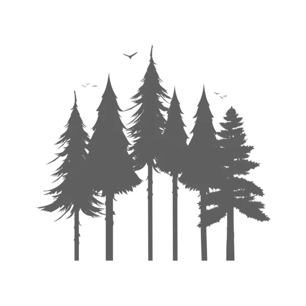 Pinheiros Floresta Silhueta Vetor Ilustração —  Vetores de Stock