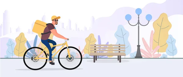 Hombre Montando Bicicleta Calle Ilustración Vectorial — Vector de stock