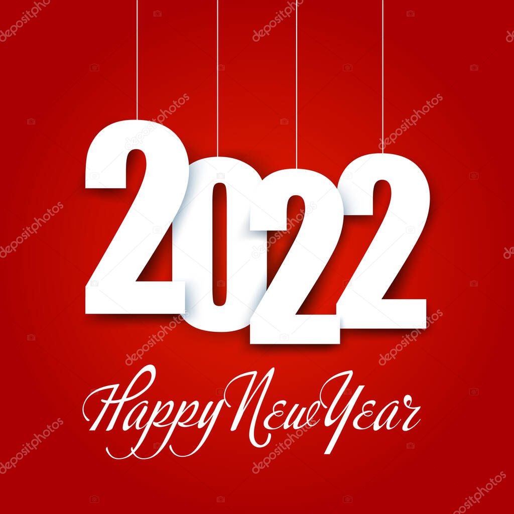 Happy new year 2022. Red new year banner. Vector.