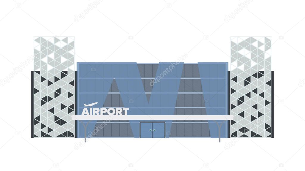 Modern airport. Airport in a flat style. Isolated on a white background. Vector illustration.